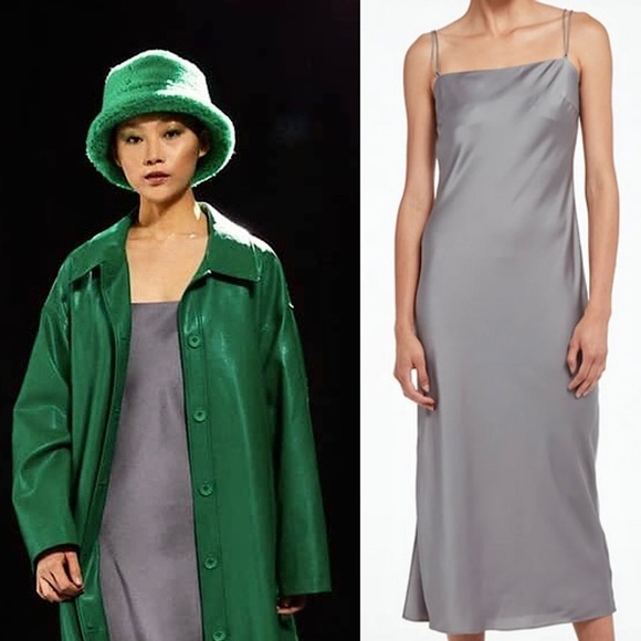 NWT APPARIS 90s Square Neck Recycled Vegan Silk Satin Bias Cut Slip Dress XL - Picture 1 of 11